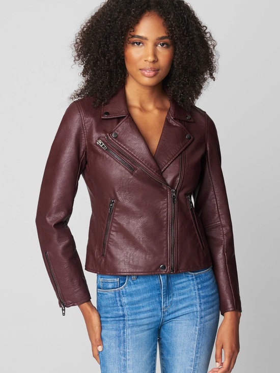 Blank NYC Jackets & Blazers - Blank NYC RUM RASIN JACKET Vegan Leather Moto Jacket With Metal Hardware sz M